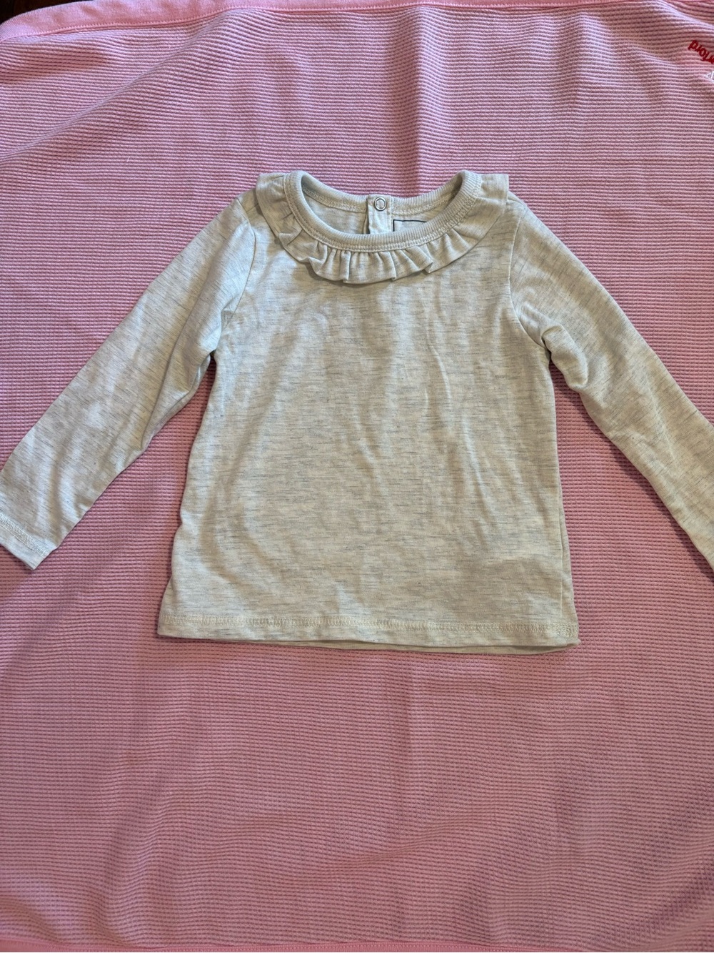 Eddie Bauer toddler Girls' Long-Sleeve Ruffle Neck Top - Light Gray